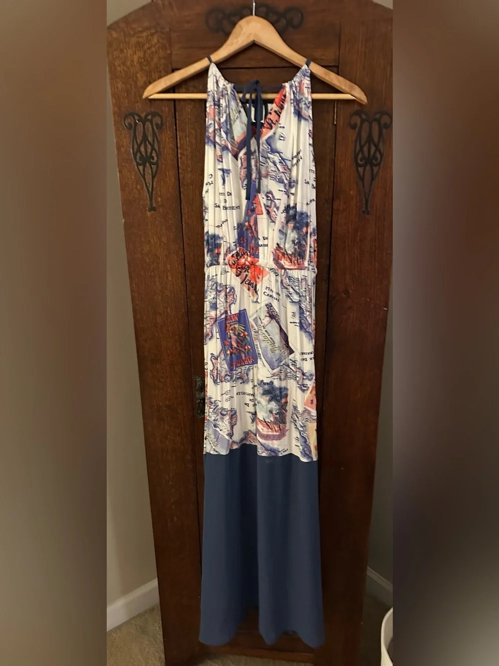 Peter Som Postcard St. Barth France Maxi Dress Size Medium EUC Travel - Picture 3 of 7
